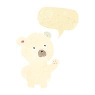cartoon waving polar bear with speech bubble N10