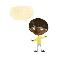 Cartoon happy boy with speech bubble N21