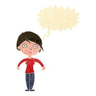 cartoon surprised woman with speech bubble N35