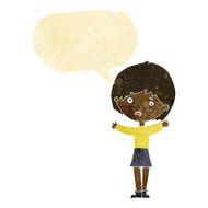 cartoon worried woman with speech bubble N10