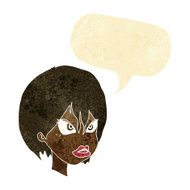 cartoon annoyed woman with speech bubble N29