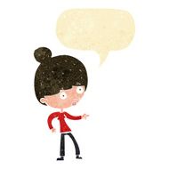 cartoon woman pointing with speech bubble N28