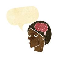 cartoon head with brain symbol speech bubble N2