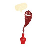 cartoon spooky ghost in bottle with speech bubble N2