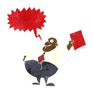 cartoon happy boss with file speech bubble