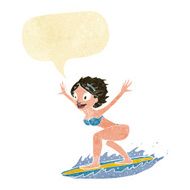 cartoon surfer girl with speech bubble N4