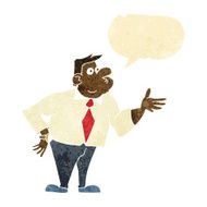 cartoon businessman asking question with speech bubble