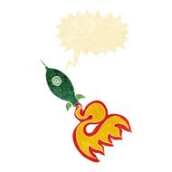 cartoon space rocket with speech bubble N2