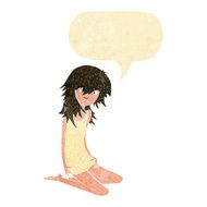 cartoon pretty girl with speech bubble N15