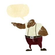 cartoon angry tough guy pointing with speech bubble