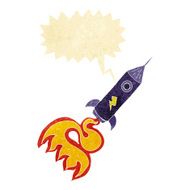 cartoon space rocket with speech bubble N3