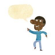 cartoon happy man dancing with speech bubble N6