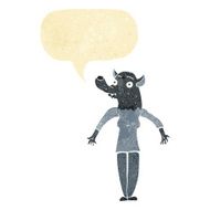 cartoon werewolf woman with speech bubble