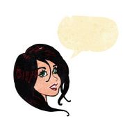 cartoon pretty female face with speech bubble N15