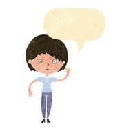 cartoon waving woman with speech bubble N27