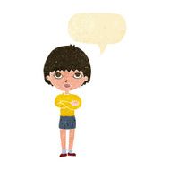cartoon woman with crossed arms speech bubble N8