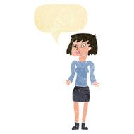 cartoon woman shrugging shoulders with speech bubble N67