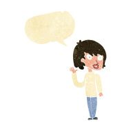 cartoon waving woman with speech bubble N28