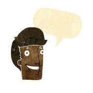 cartoon happy man with speech bubble N58