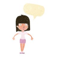 cartoon woman shrugging shoulders with speech bubble N68