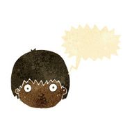 cartoon curious boy with speech bubble N6