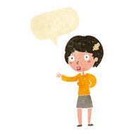 cartoon waving woman with speech bubble N29