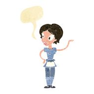 cartoon woman in maid costume with speech bubble N2