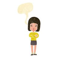 cartoon woman with crossed arms speech bubble N9