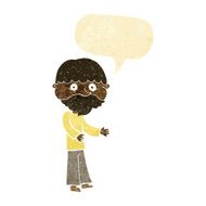 cartoon happy bearded man with speech bubble