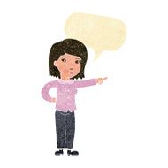 cartoon woman pointing with speech bubble N30