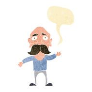 cartoon worried old man with speech bubble N4