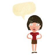 cartoon worried woman with speech bubble N12