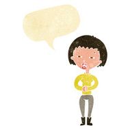 cartoon tired woman with speech bubble N5