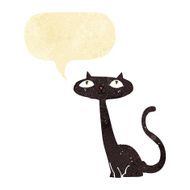 cartoon black cat with speech bubble N6