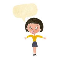 cartoon woman shrugging shoulders with speech bubble N70