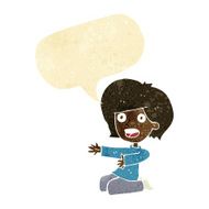 cartoon shocked woman on knees with speech bubble N2