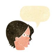 cartoon female face with speech bubble N23