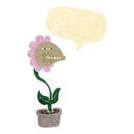 cartoon monster flower with speech bubble N2