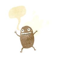 cartoon happy potato with speech bubble