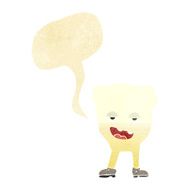 cartoon tooth looking smug with speech bubble N2