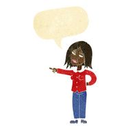 cartoon woman pointing with speech bubble N32