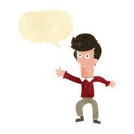cartoon man waving with speech bubble N3