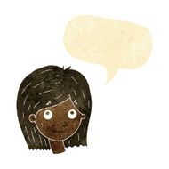 cartoon happy female face with speech bubble N31