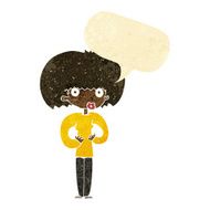 cartoon surprised woman with speech bubble N39