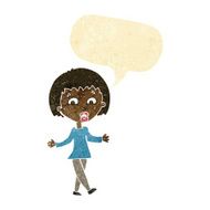 cartoon woman shrugging shoulders with speech bubble N73