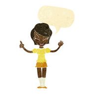 cartoon pretty girl with idea speech bubble N2