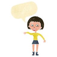 cartoon surprised woman with speech bubble N40