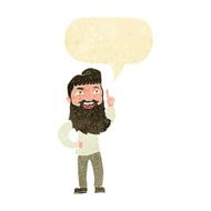 cartoon happy bearded man with idea speech bubble N2