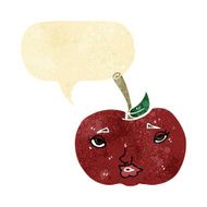 cartoon apple with face speech bubble N4