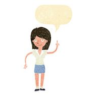cartoon woman with idea speech bubble N39